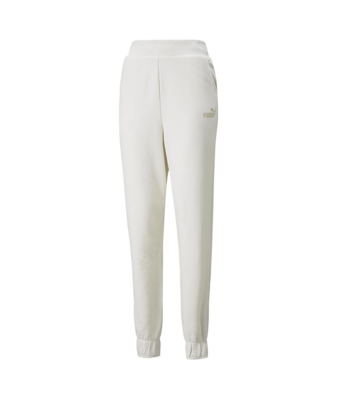 Pantalones Puma Ess+ Embroidery High Blanco Mujer