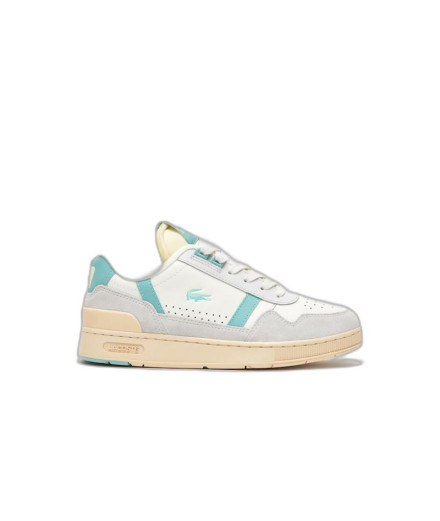 Zapatillas Lacoste T-Clip Leather Colour Pop Blanco Mujer