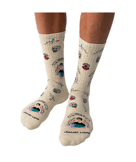 Calcetines Jimmy Lion Athletic Frida Viva Mexic Beige