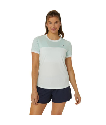 Camiseta de Tenis ASICS Court Ss Top Mujer Menta Blanco