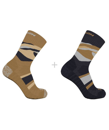 Calcetines de Running Salomon Out Alps Crew 2-Pack Marrón...