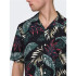 Camisa Only & Sons Corte Regular Cuello Cubano Negro Hombre
