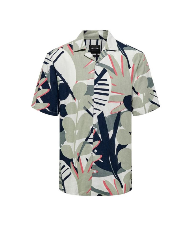 Camisa Only & Sons Onsbertil Reg Visc Linen Tea...