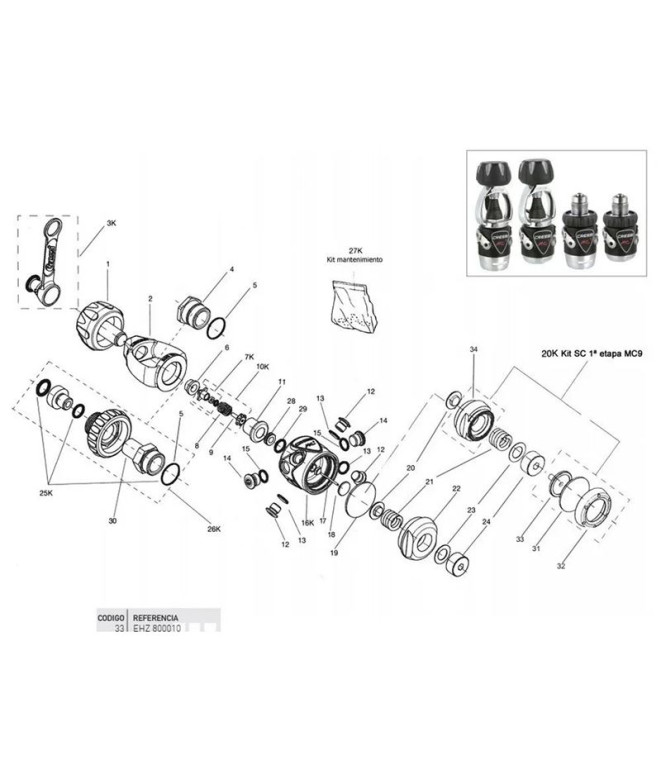 Percutor Kit Mc9Sc-T10Sc Cressi