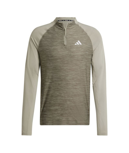 Camiseta de Fitness Gym+ 3 Bandas 1/4Zip Hombre Marrón