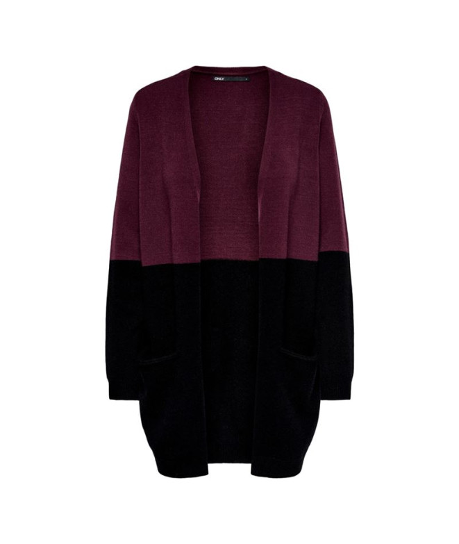 Sudadera Only queen Long Cardigan Windsor Wine...