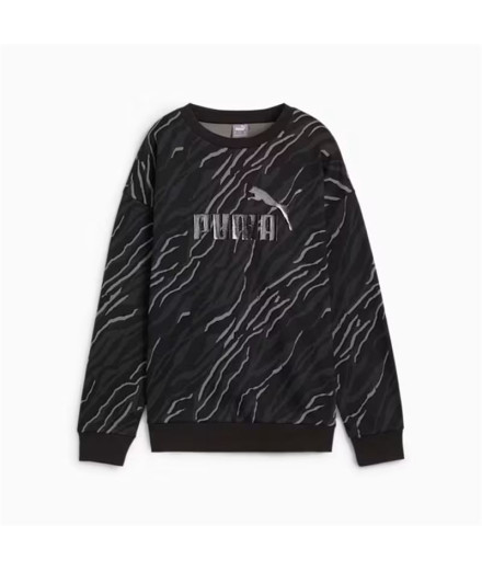 Sudadera Puma Essentials+ Animal Aop Crew Fl Mujer Negro