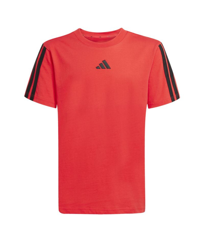 Camiseta adidas 3 Bandas Infantil Rubpur/Negro