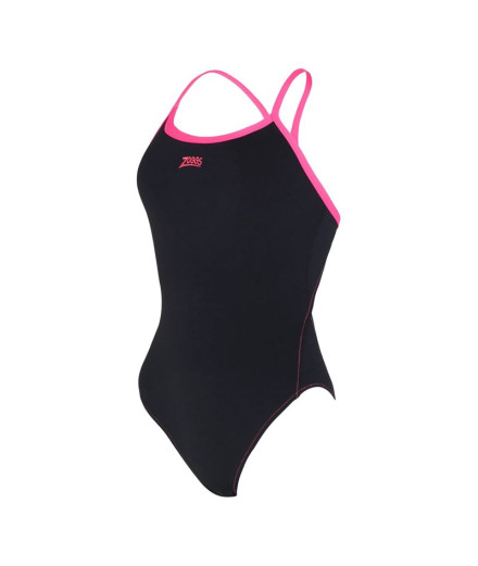 Bañador de Natación Zoggs Blaze Skyback Mujer Negro/Magenta