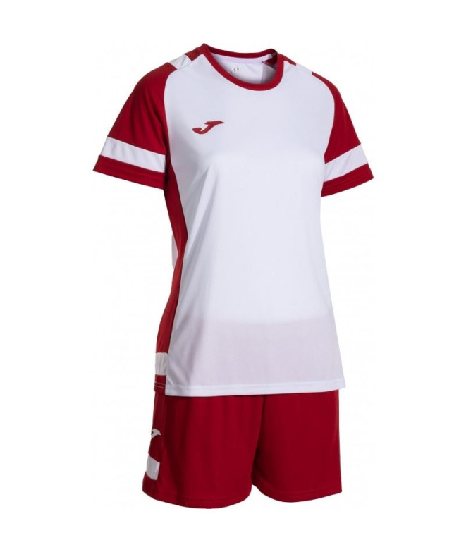 Conjunto de Fútbol Joma Lider Mujer Blanco/Rojo