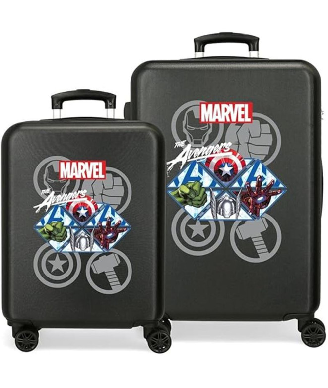 Set 2/Trolley Marvel Abs 55-65Cm.4 Ruedas...